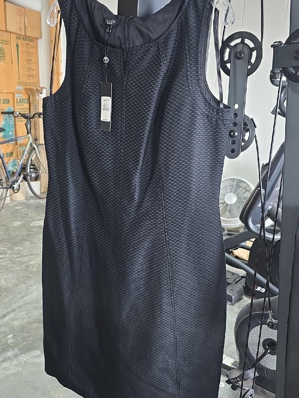 Talbots Black Textured Sleeveless Sheath Dress